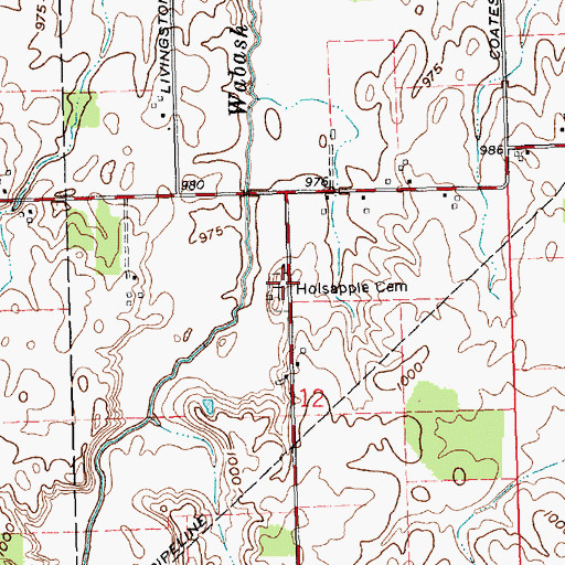 Topographic Map of Holsapple Cemetery, OH