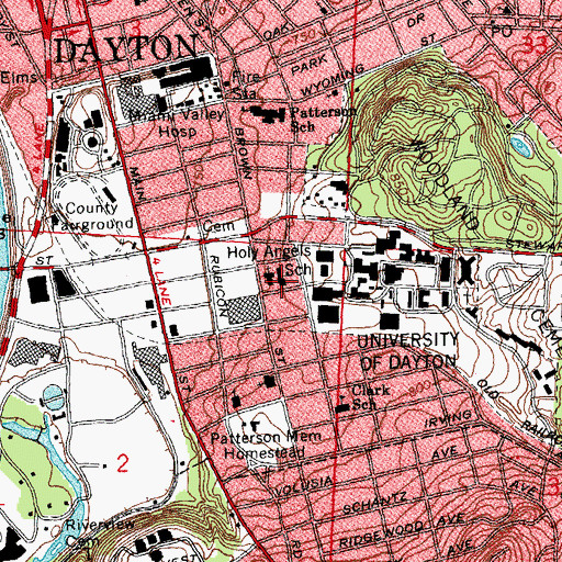 Topographic Map of Holy Angels Elementary School, OH