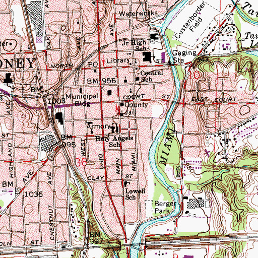 Topographic Map of Holy Angels School, OH