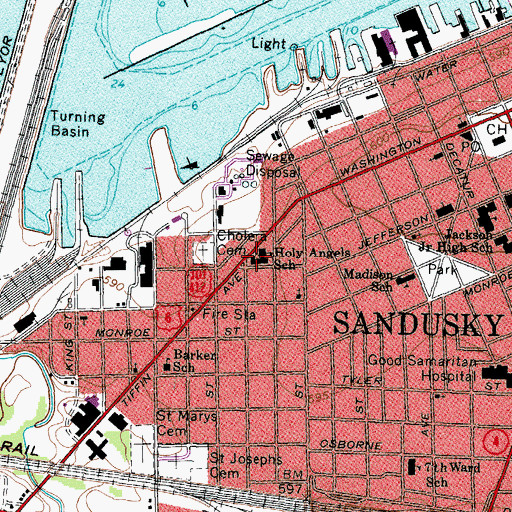 Topographic Map of Holy Angels School, OH
