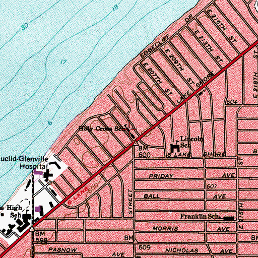 Topographic Map of Our Lady of the Lake School, OH