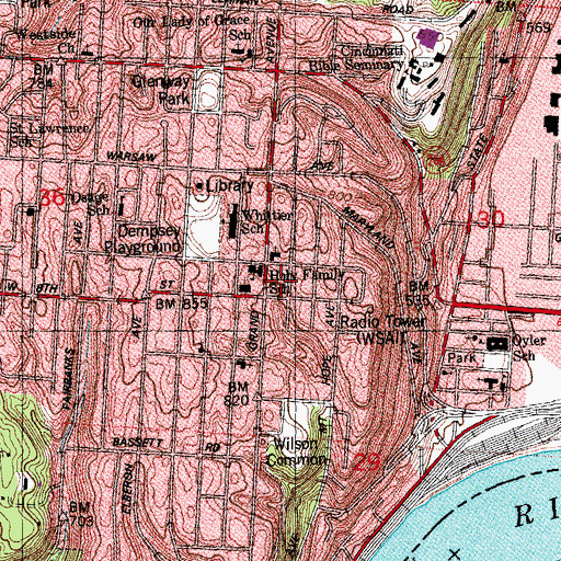 Topographic Map of Holy Family School, OH