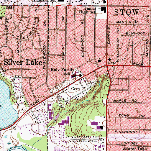 Topographic Map of Holy Family School, OH
