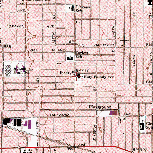 Topographic Map of Holy Family School, OH