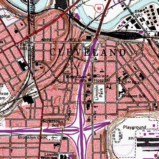 Topographic Map of Holy Ghost School, OH
