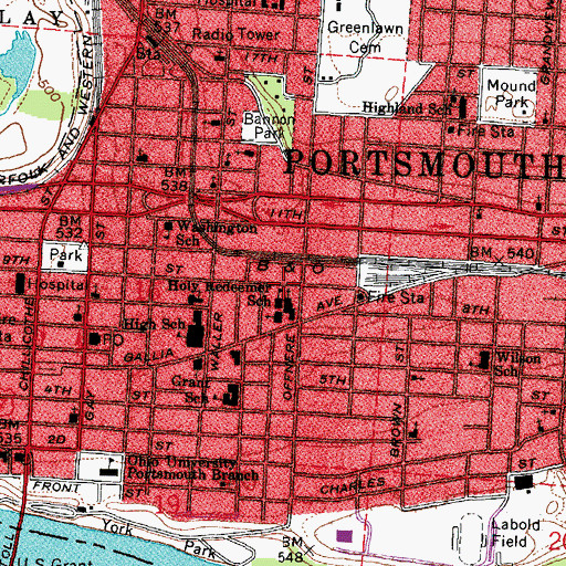Topographic Map of Holy Redeemer School, OH