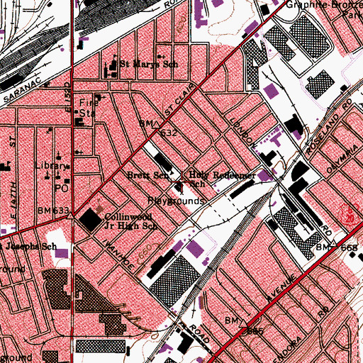 Topographic Map of Holy Redeemer School (historical), OH