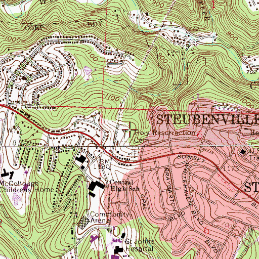 Topographic Map of Holy Resurrection Cemetery, OH