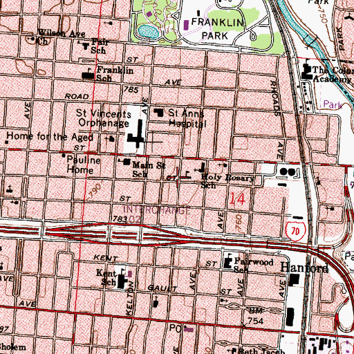 Topographic Map of Holy Rosary School, OH