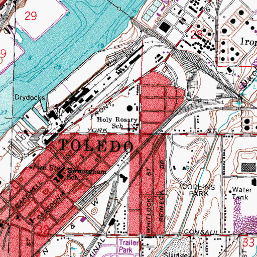 Topographic Map of Holy Rosary School, OH