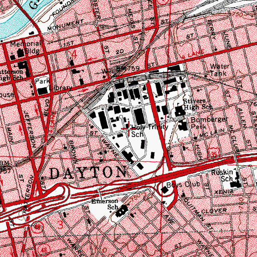 Topographic Map of Holy Trinity School, OH