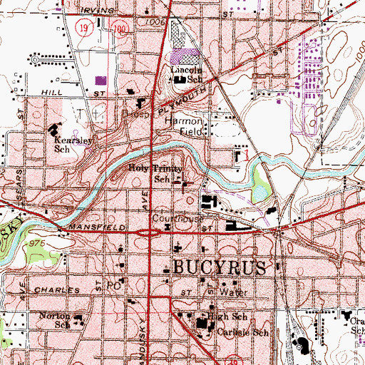 Topographic Map of Holy Trinity School, OH