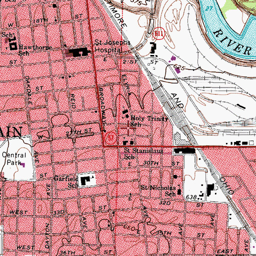 Topographic Map of Holy Trinity School, OH