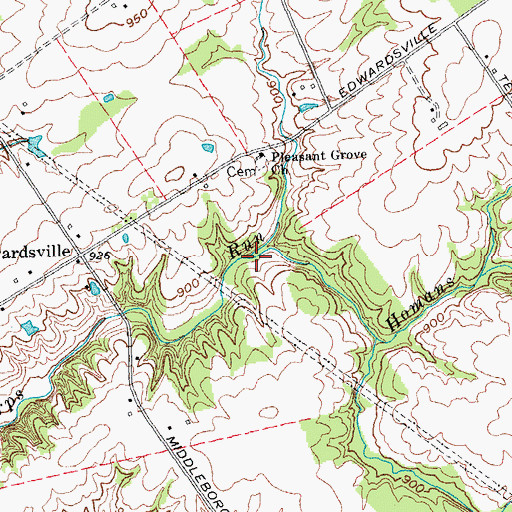 Topographic Map of Homans Branch, OH