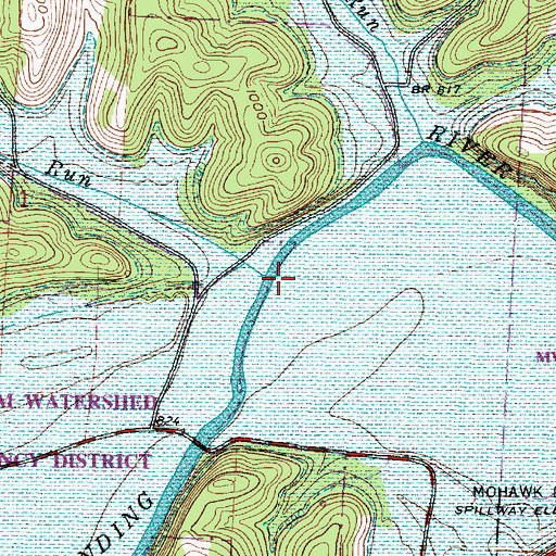 Topographic Map of Honey Run, OH