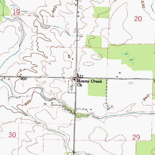 Topographic Map of Honey Creek Church, OH