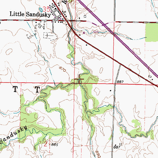 Topographic Map of Honey Run, OH