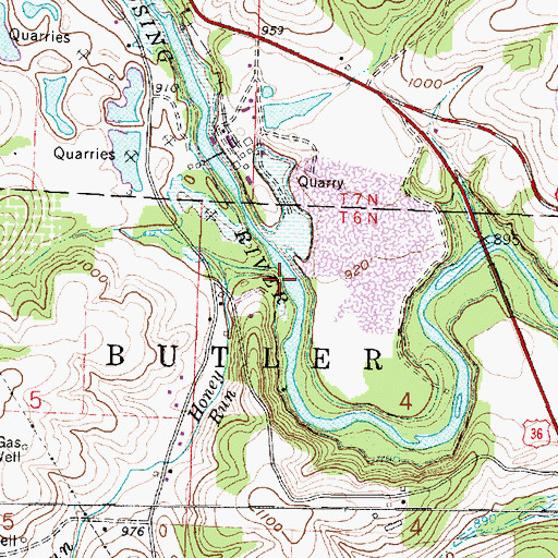 Topographic Map of Honey Run, OH