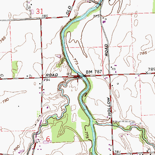 Topographic Map of Honey Run, OH