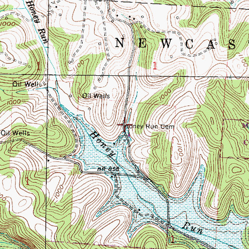 Topographic Map of Honey Run Cemetery, OH