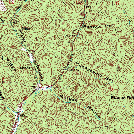 Topographic Map of Honeycomb Hollow, OH