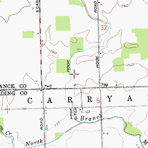 Topographic Map of Hook Ditch, OH