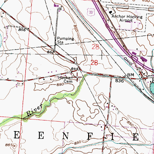 Topographic Map of Hooker Cemetery, OH