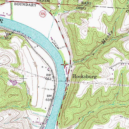 Topographic Map of Hooks Run, OH