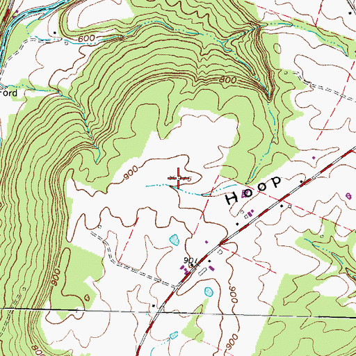 Topographic Map of Hoop Ridge, OH