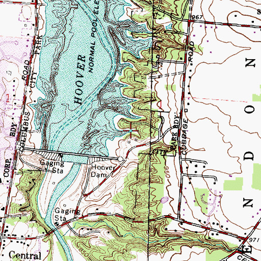 Topographic Map of Hoover Reservoir, OH