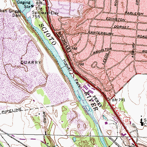 Topographic Map of Hoover Park, OH