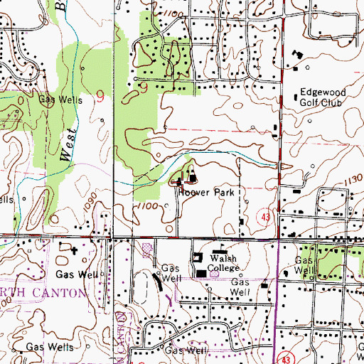 Topographic Map of Hoover Park, OH