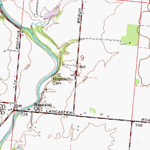 Topographic Map of Hopewell Cemetery, OH