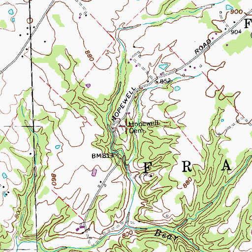 Topographic Map of Hopewell Cemetery, OH