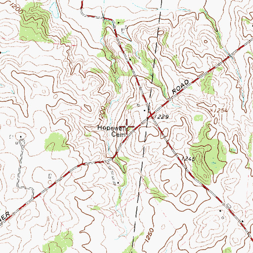 Topographic Map of Hopewell Cemetery, OH