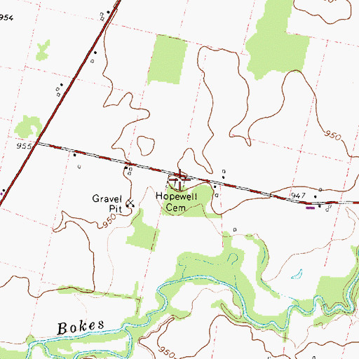 Topographic Map of Hopewell Cemetery, OH