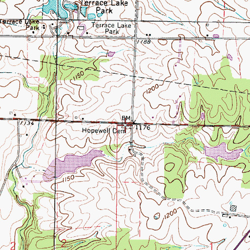 Topographic Map of Hopewell Cemetery, OH