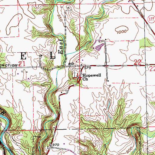 Topographic Map of Hopewell Church, OH