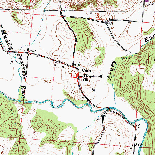 Topographic Map of Hopewell Church, OH