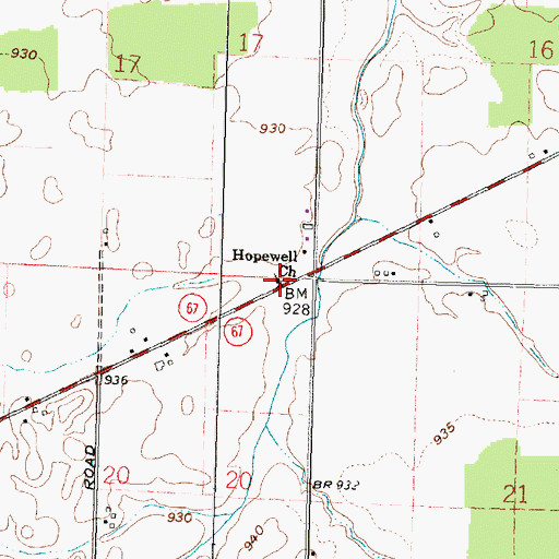 Topographic Map of Hopewell Church, OH
