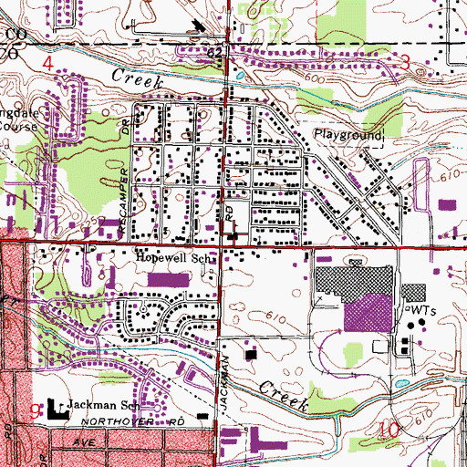 Topographic Map of Hopewell School, OH