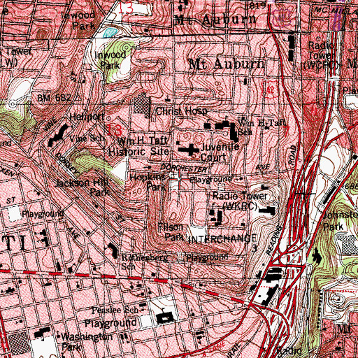Topographic Map of Hopkins Park, OH