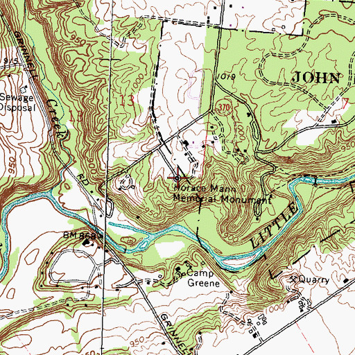 Topographic Map of Horace Mann Memorial Monument, OH