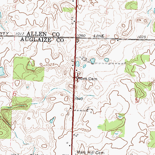 Topographic Map of Horn Cemetery, OH