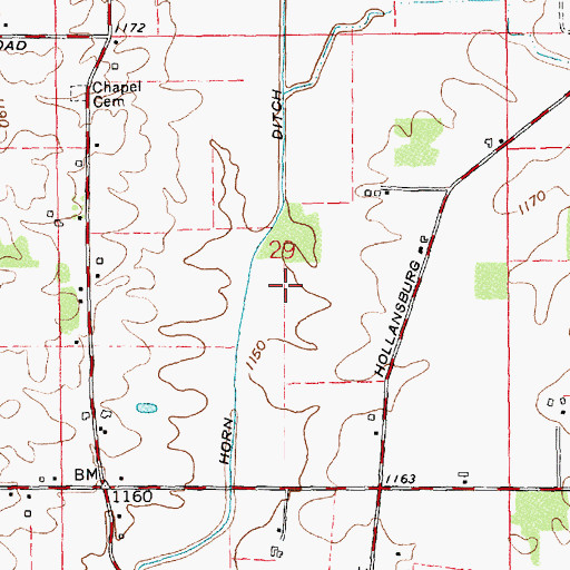 Topographic Map of Horn Ditch, OH