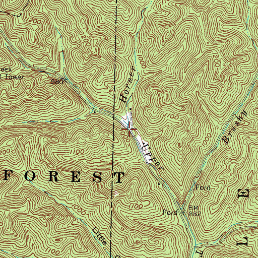 Topographic Map of Horner Branch Upper Twin Creek, OH