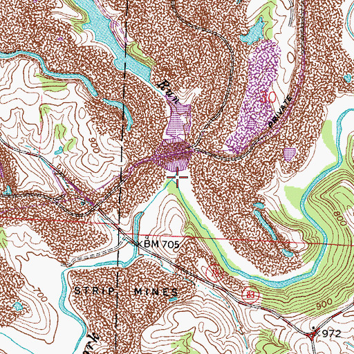Topographic Map of Horse Run, OH