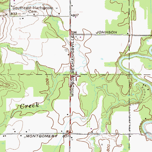 Topographic Map of Hoskins Creek, OH