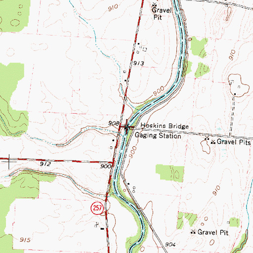 Topographic Map of Hoskins Bridge, OH