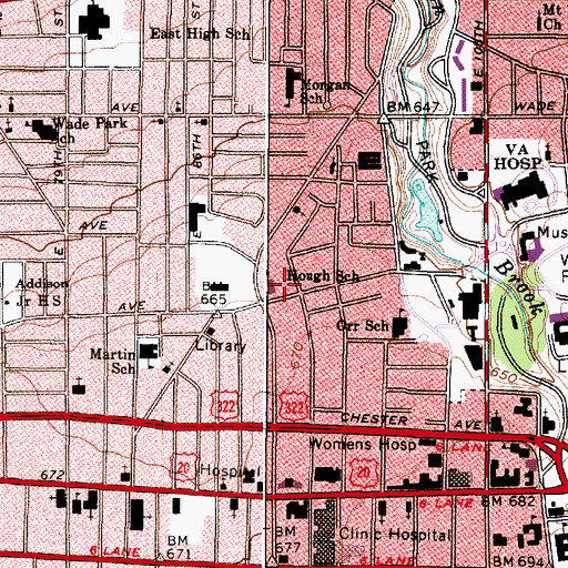 Topographic Map of Hough School, OH